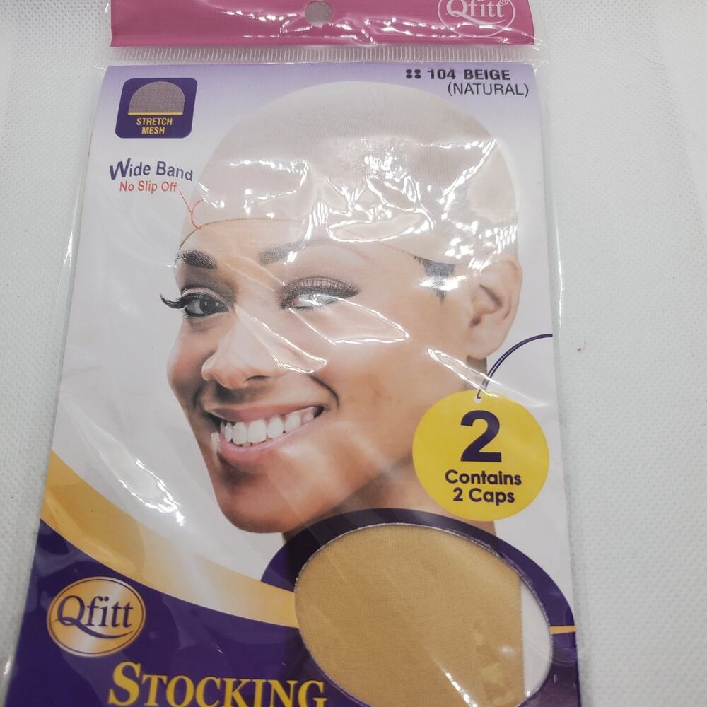 Qfitt Stocking Wig Cap 104 Beige Natural 2 Pack Classic Stretch Hair Liner Women